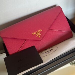 Prada 💕Magenta Envelope Wallet / Clutch with Gold Hardware - like new!!
